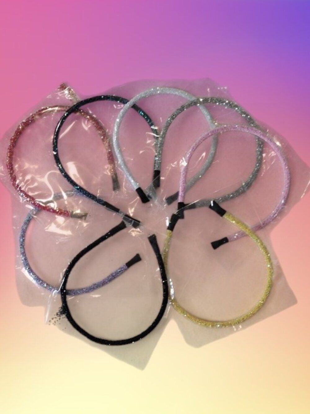 New in Bags Glitter Wrapped Headbands - Pack of 8 Multi Color Sparkle Headbands